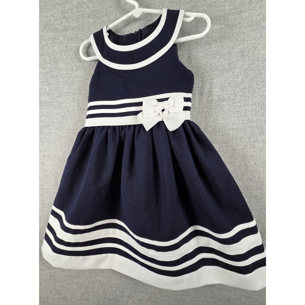 BONNIE JEAN exclusive Navy Blue White Sailor Dress Girl 4T Nautical Sleeveless